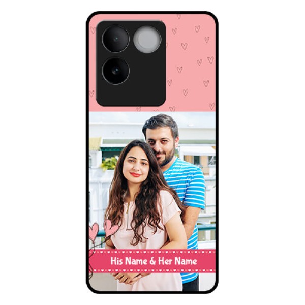 iQOO Z7 Pro 5G Custom Glass Phone Case - Love Design Peach Color