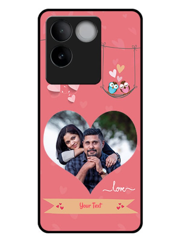 Custom iQOO Z7 Pro 5G Custom Glass Phone Case - Peach Color Love Design