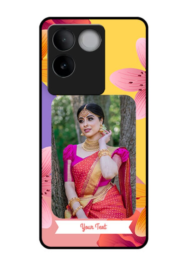 iQOO Z7 Pro 5G Custom Glass Phone Case - 3 Image With Vintage Floral Design
