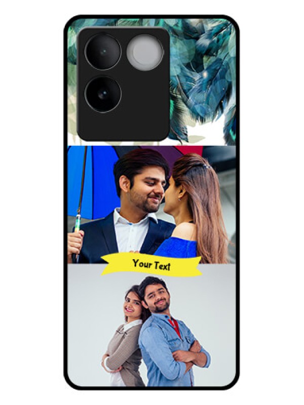 Custom iQOO Z7 Pro 5G Custom Glass Phone Case - Image With Boho Peacock Feather Design