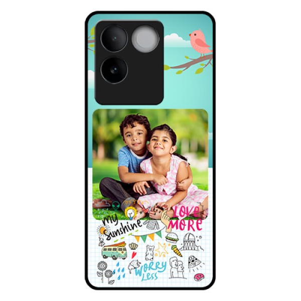 iQOO Z7 Pro 5G Custom Glass Phone Case - Doodle Love Design