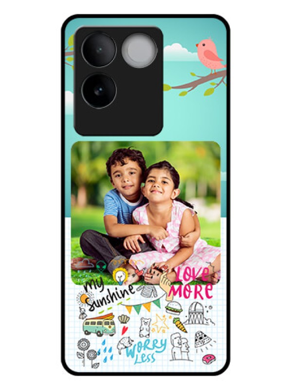 Custom iQOO Z7 Pro 5G Custom Glass Phone Case - Doodle Love Design