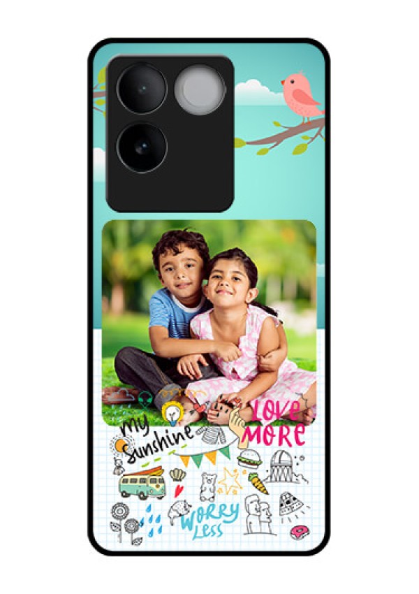 iQOO Z7 Pro 5G Custom Glass Phone Case - Doodle Love Design