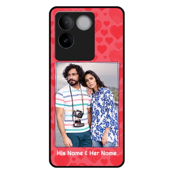 iQOO Z7 Pro 5G Custom Glass Phone Case - With Red Heart Symbols Design iQOO Z7 Pro 5G Custom Glass Phone Case - With Red Heart Symbols Design