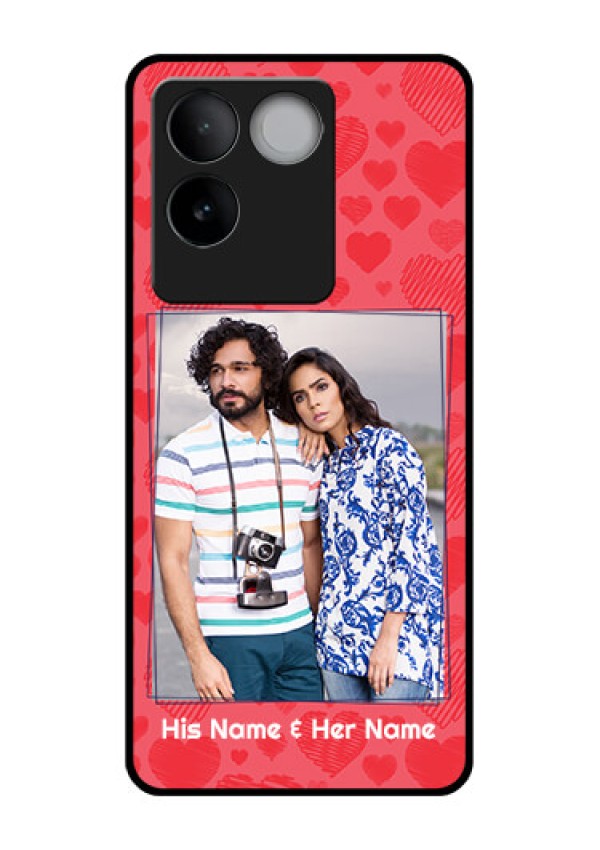iQOO Z7 Pro 5G Custom Glass Phone Case - With Red Heart Symbols Design
