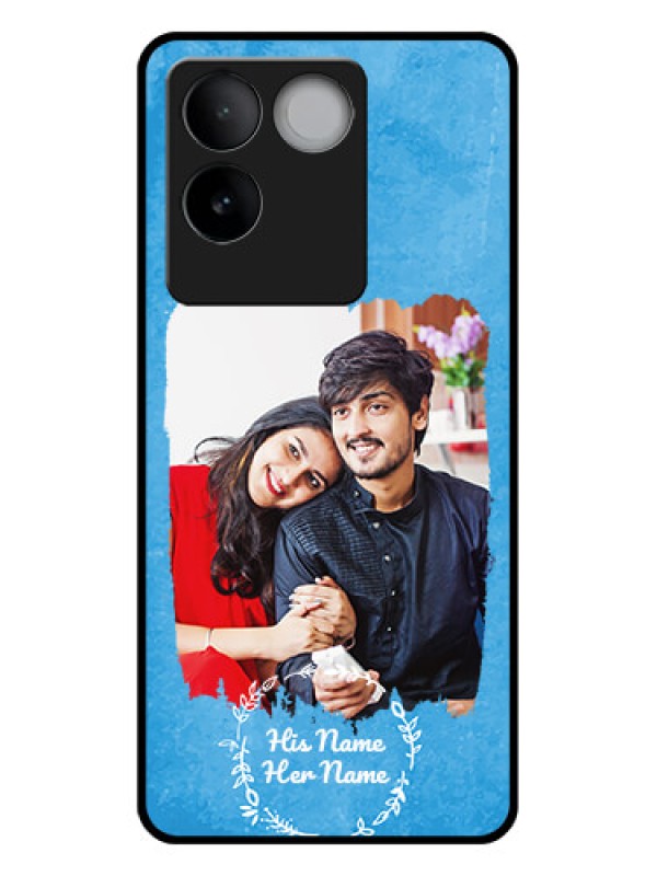 Custom iQOO Z7 Pro 5G Custom Glass Phone Case - Blue Color Vintage Design