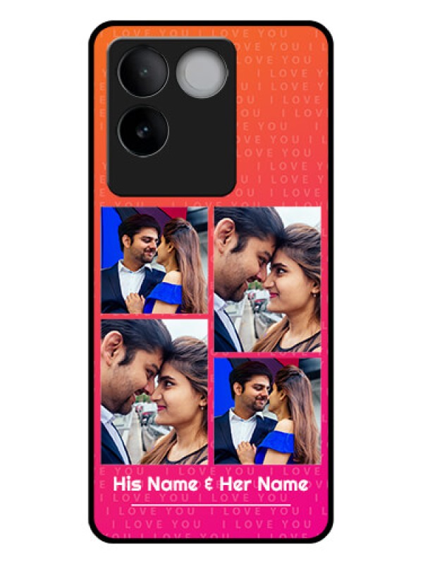 Custom iQOO Z7 Pro 5G Custom Glass Phone Case - I Love You Pink Design