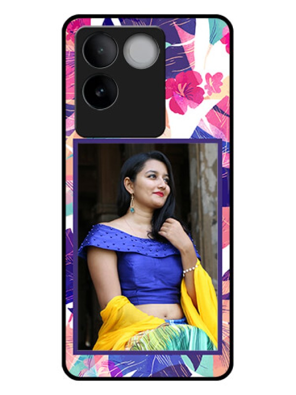 Custom iQOO Z7 Pro 5G Custom Glass Phone Case - Abstract Floral Design