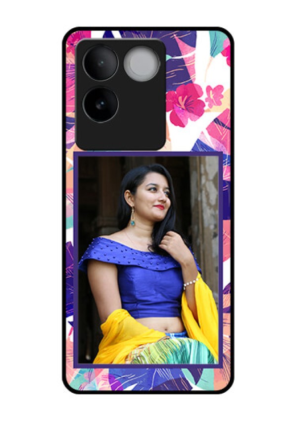 iQOO Z7 Pro 5G Custom Glass Phone Case - Abstract Floral Design