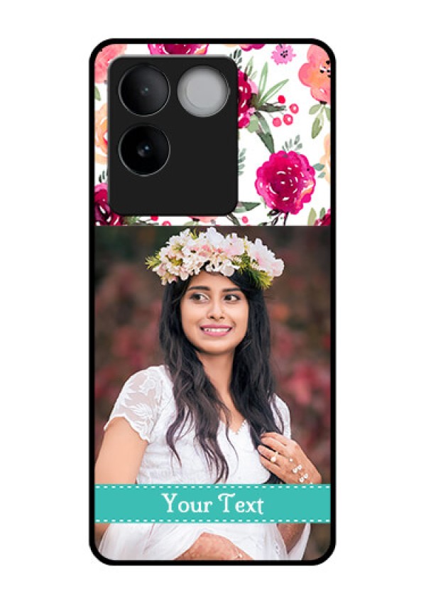 iQOO Z7 Pro 5G Custom Glass Phone Case - Water Colors Floral Design