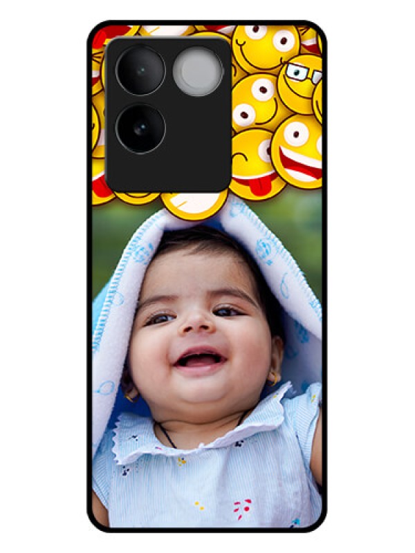 Custom iQOO Z7 Pro 5G Custom Glass Phone Case - With Smiley Emoji Design