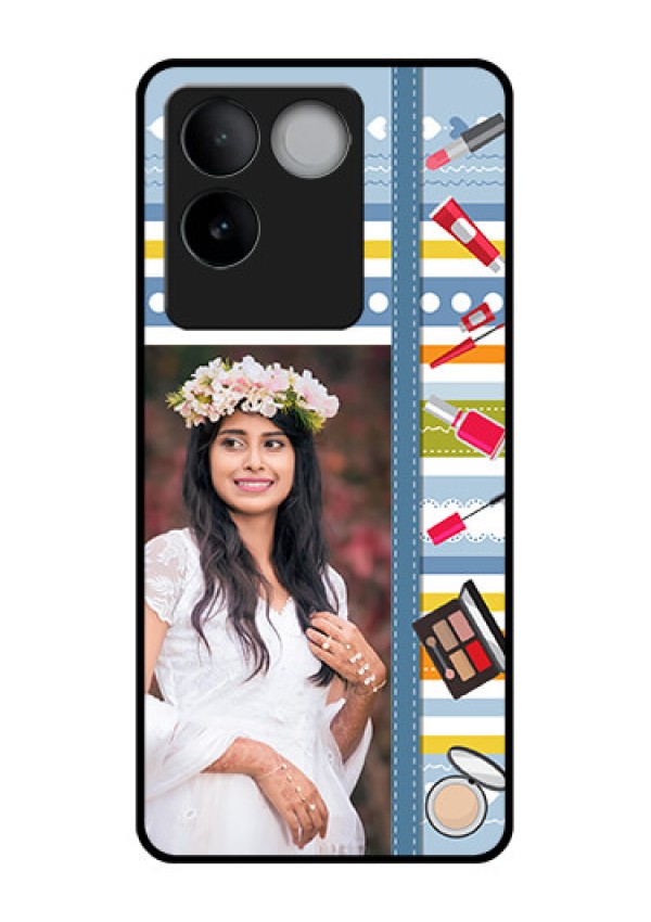 iQOO Z7 Pro 5G Custom Glass Phone Case - Makeup Icons Design