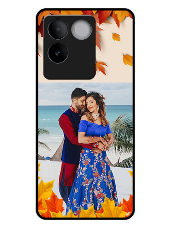 Custom iQOO Z7 Pro 5G Custom Glass Phone Case - Autumn Maple Leaves Design