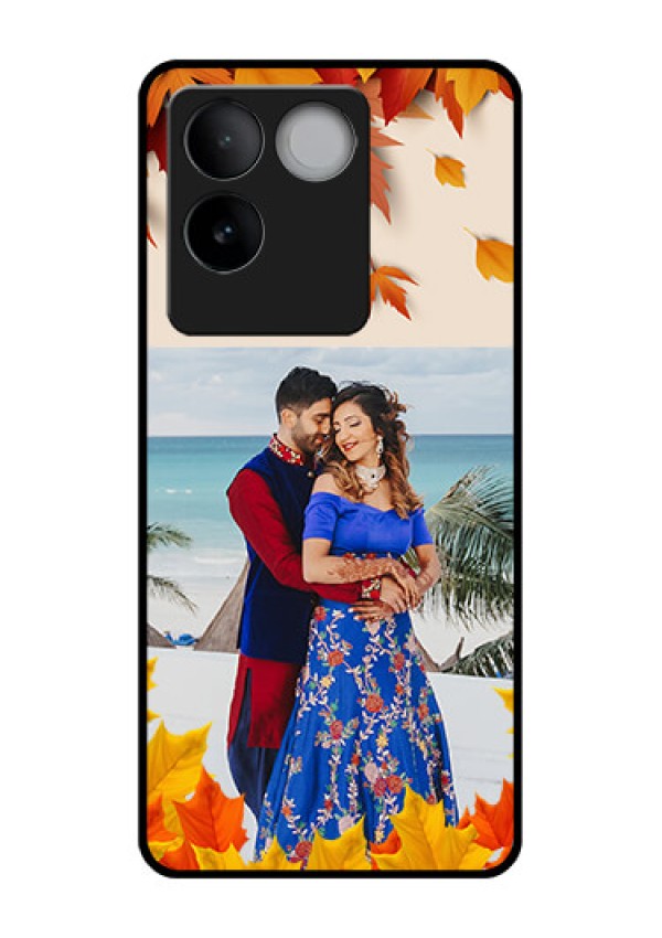 iQOO Z7 Pro 5G Custom Glass Phone Case - Autumn Maple Leaves Design