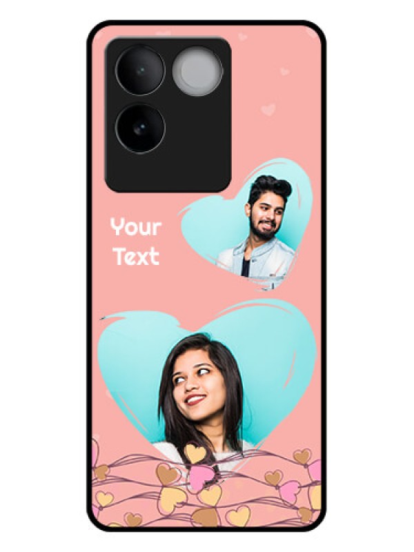 Custom iQOO Z7 Pro 5G Custom Glass Phone Case - Love Doodle Design