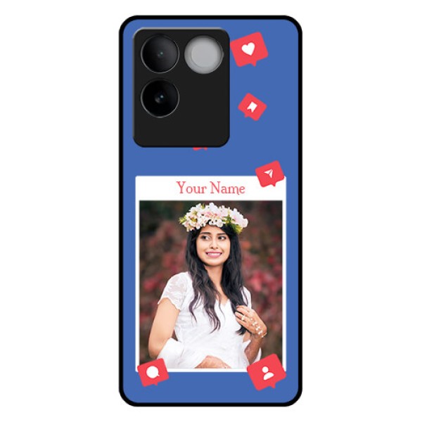 iQOO Z7 Pro 5G Custom Glass Phone Case - Like Share And Comment Design