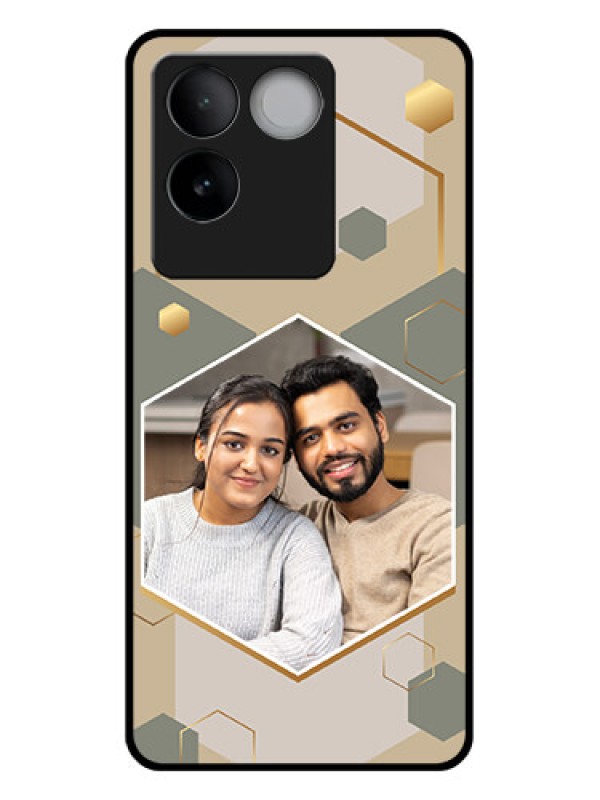 Custom iQOO Z7 Pro 5G Custom Glass Phone Case - Stylish Hexagon Pattern Design