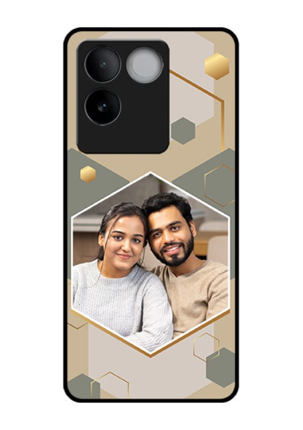 iQOO Z7 Pro 5G Custom Glass Phone Case - Stylish Hexagon Pattern Design