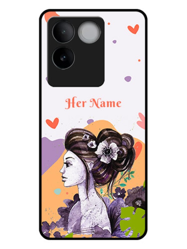 Custom iQOO Z7 Pro 5G Custom Glass Phone Case - Woman And Nature Design