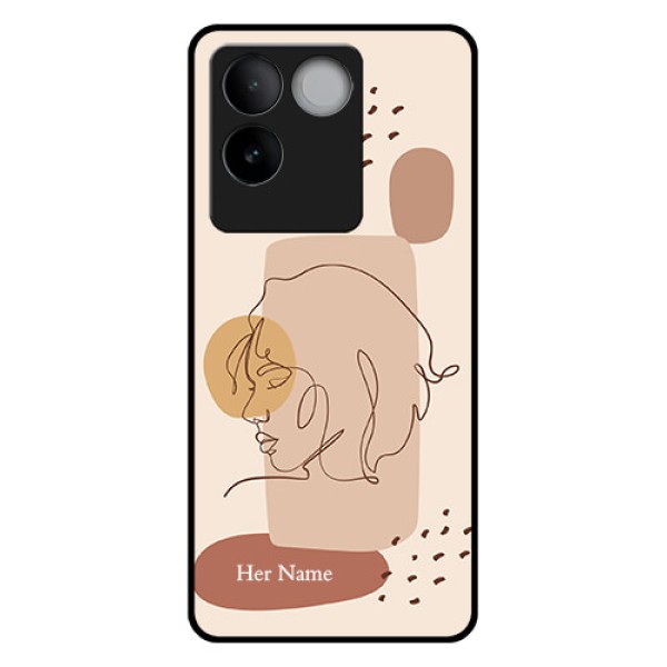 iQOO Z7 Pro 5G Custom Glass Phone Case - Calm Woman Line Art Design iQOO Z7 Pro 5G Custom Glass Phone Case - Calm Woman Line Art Design