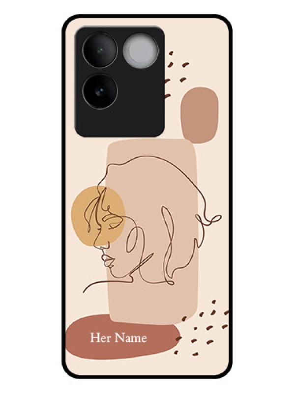 Custom iQOO Z7 Pro 5G Custom Glass Phone Case - Calm Woman Line Art Design