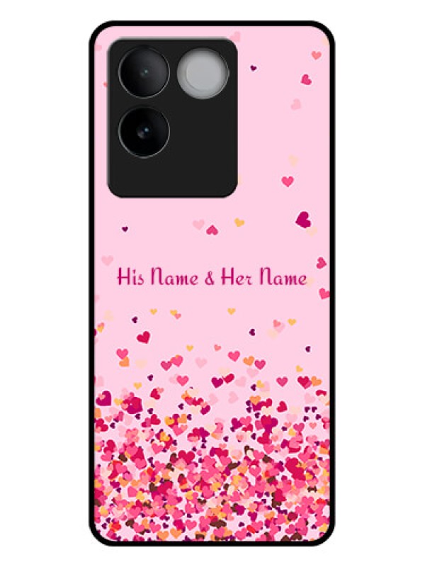 Custom iQOO Z7 Pro 5G Custom Glass Phone Case - Floating Hearts Design