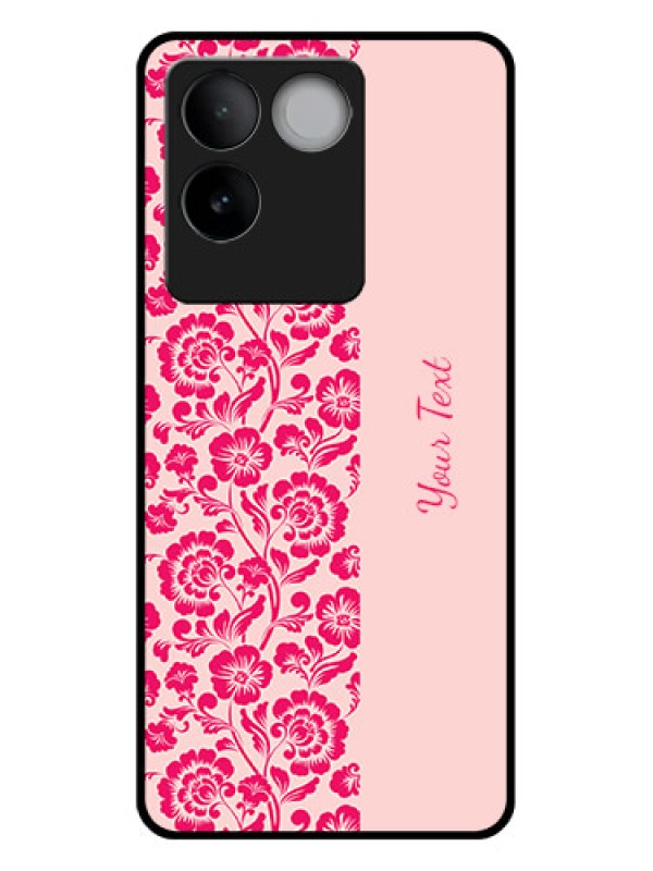 Custom iQOO Z7 Pro 5G Custom Glass Phone Case - Attractive Floral Pattern Design