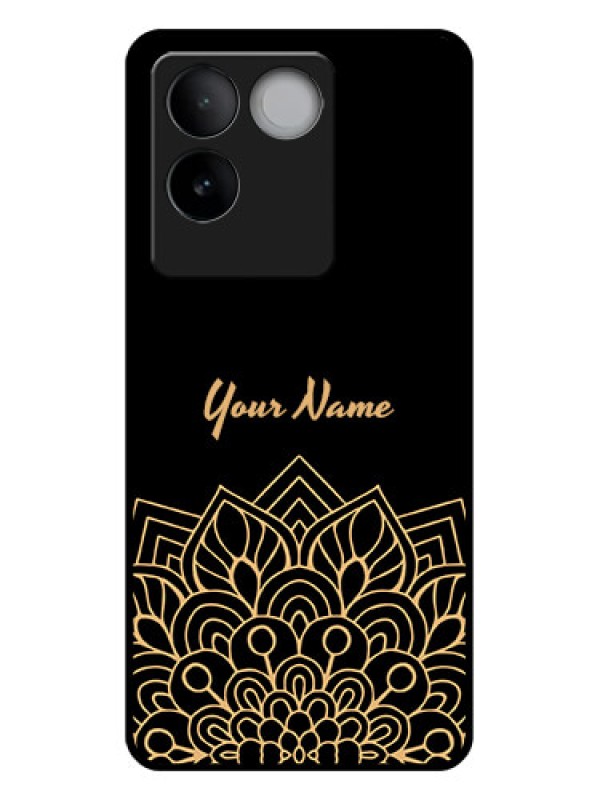 Custom iQOO Z7 Pro 5G Custom Glass Phone Case - Golden Mandala Design