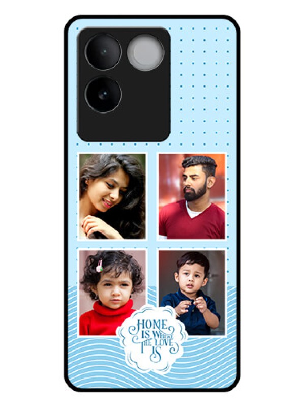 Custom iQOO Z7 Pro 5G Custom Glass Phone Case - Cute Love Quote With 4 Pic Upload Design
