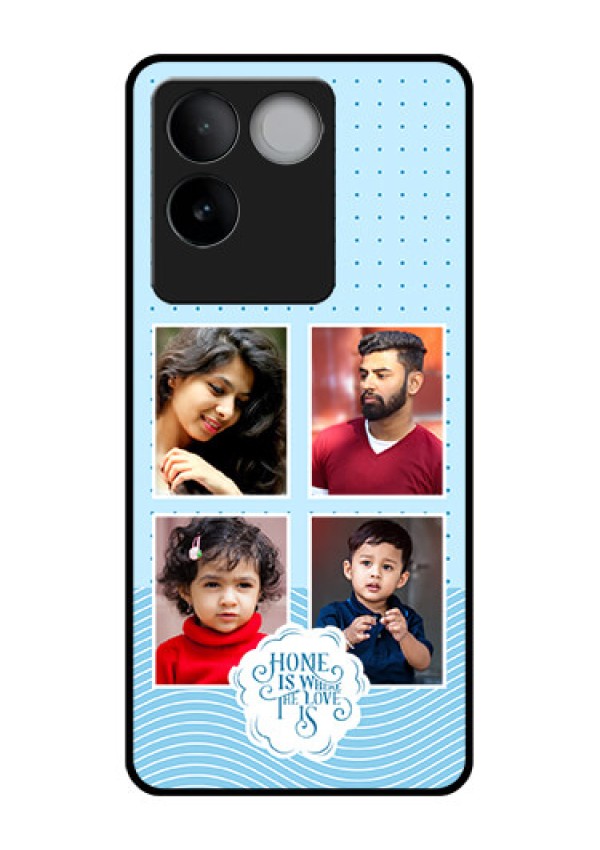 iQOO Z7 Pro 5G Custom Glass Phone Case - Cute Love Quote With 4 Pic Upload Design