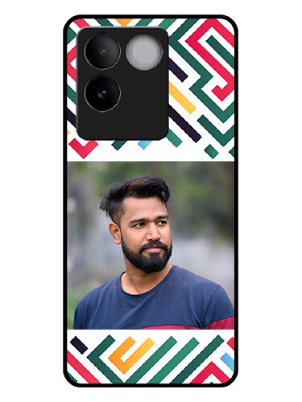 Custom iQOO Z7 Pro 5G Custom Glass Phone Case - Colorful Maze Pattern Design