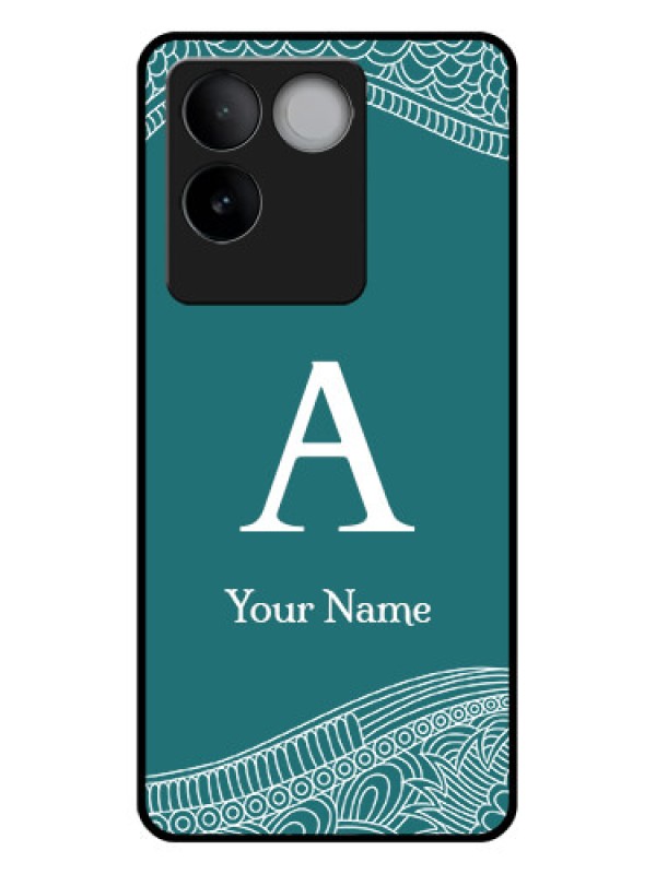 Custom iQOO Z7 Pro 5G Custom Glass Phone Case - Line Art Pattern With Custom Name Design