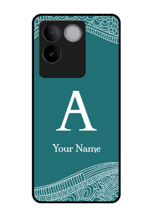 iQOO Z7 Pro 5G Custom Glass Phone Case - Line Art Pattern With Custom Name Design