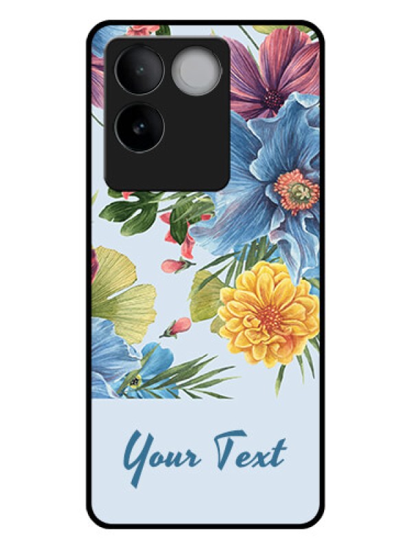 Custom iQOO Z7 Pro 5G Custom Glass Phone Case - Stunning Watercolored Flowers Painting Design