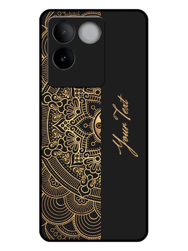 Custom iQOO Z7 Pro 5G Custom Glass Phone Case - Mandala Art With Custom Text Design