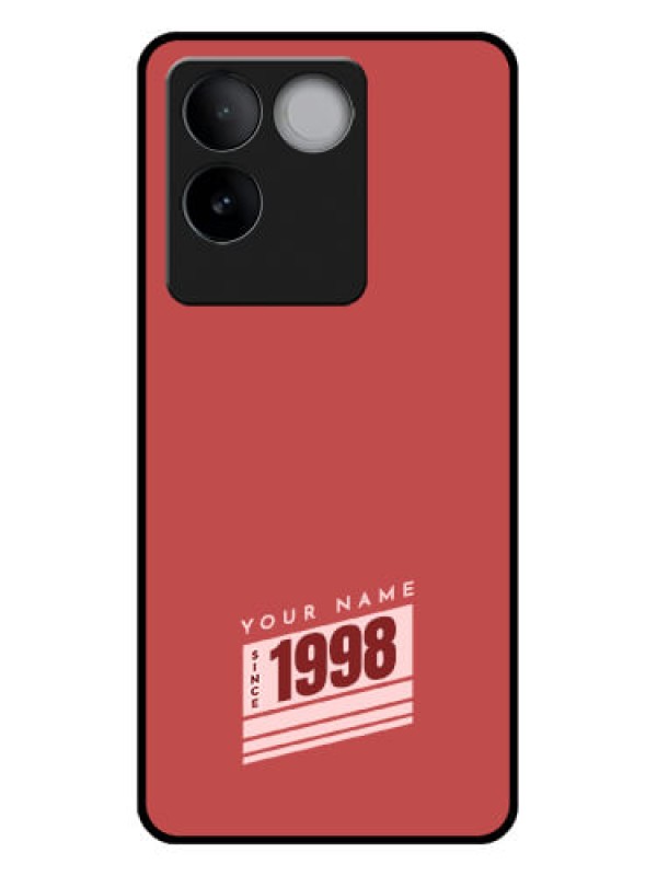 Custom iQOO Z7 Pro 5G Custom Glass Phone Case - Red Custom Year Of Birth Design
