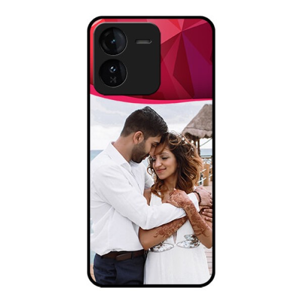 iQOO Z9 5G Custom Glass Phone CaseRed Abstract Design