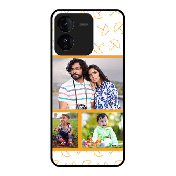 iQOO Z9 5G Custom Glass Phone CaseYellow Pattern Design