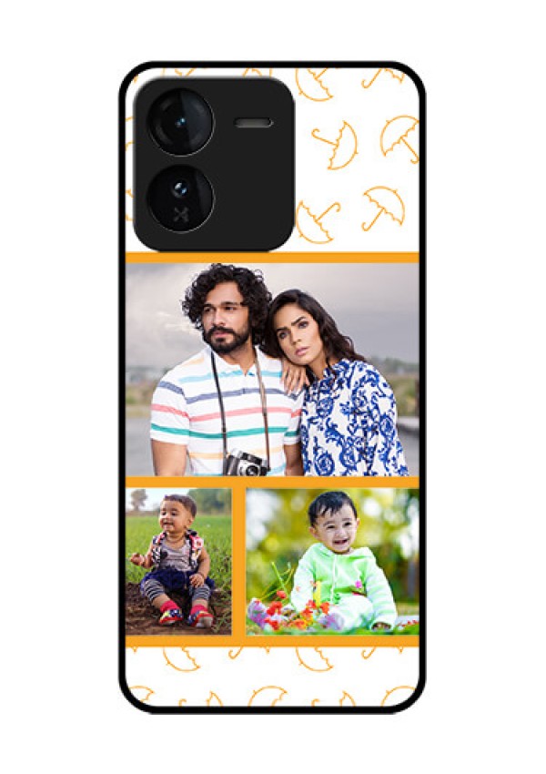 iQOO Z9 5G Custom Glass Phone CaseYellow Pattern Design