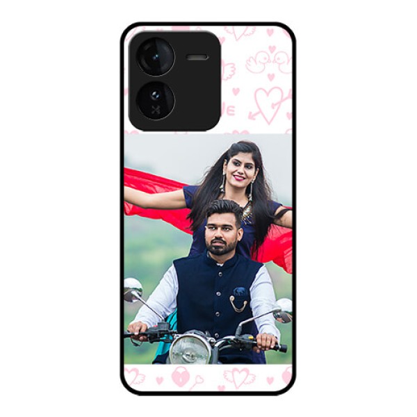 iQOO Z9 5G Custom Glass Phone CasePink Flying Heart Design