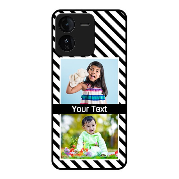 iQOO Z9 5G Custom Glass Phone CaseBlack And White Stripes Design