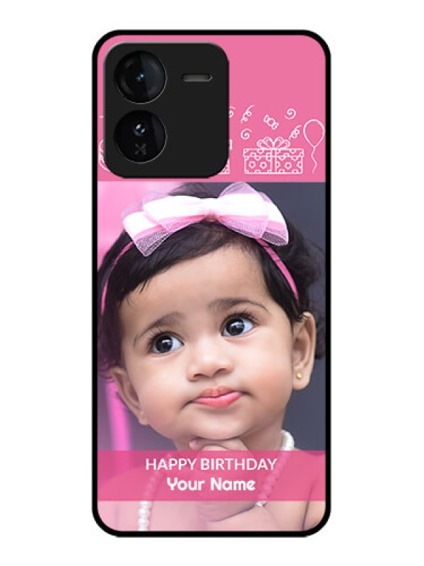 Custom iQOO Z9 5G Custom Glass Phone CaseWith Birthday Line Art Design