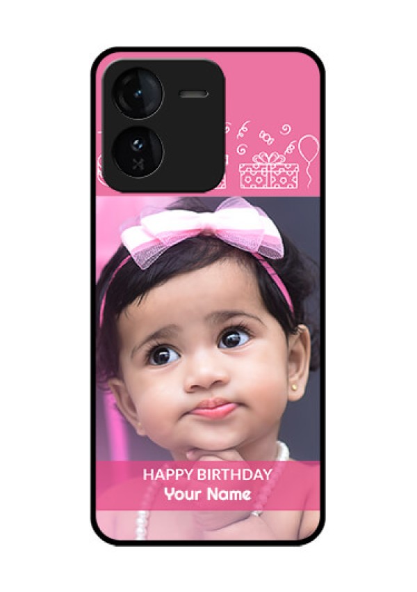 iQOO Z9 5G Custom Glass Phone CaseWith Birthday Line Art Design