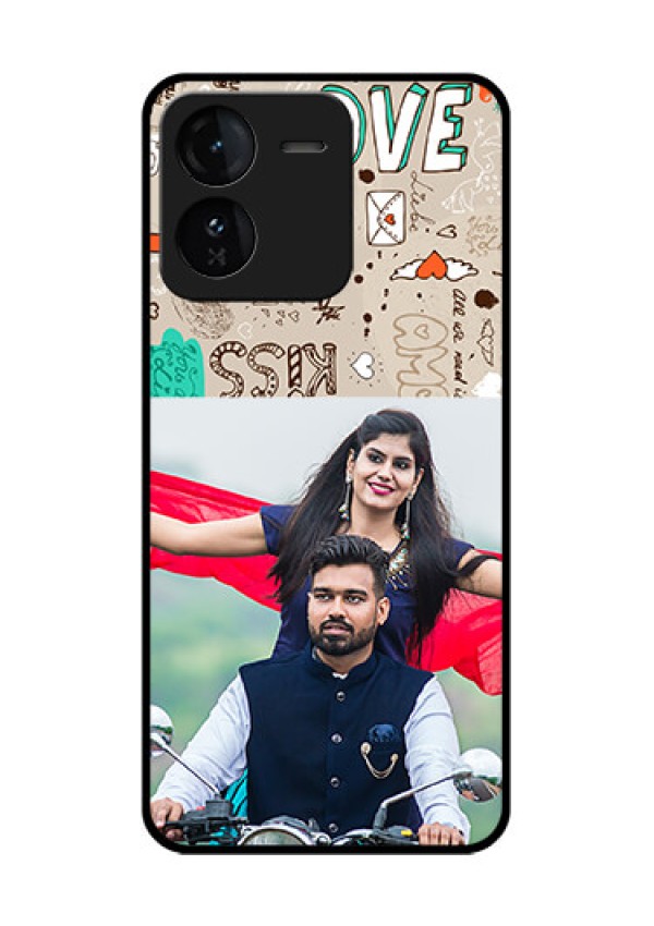 iQOO Z9 5G Custom Glass Phone CaseLove Doodle Pattern