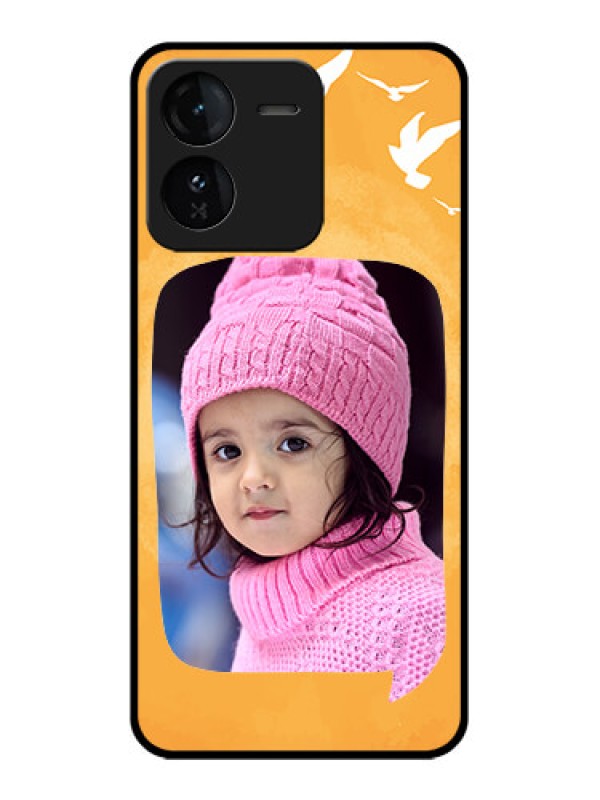 Custom iQOO Z9 5G Custom Glass Phone CaseWater Color Design With Bird Icons