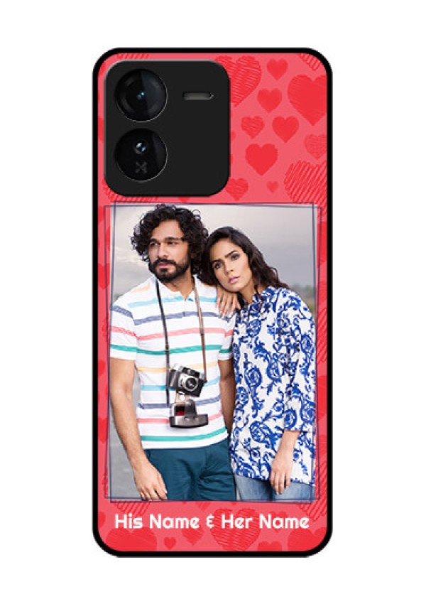 iQOO Z9 5G Custom Glass Phone CaseWith Red Heart Symbols Design