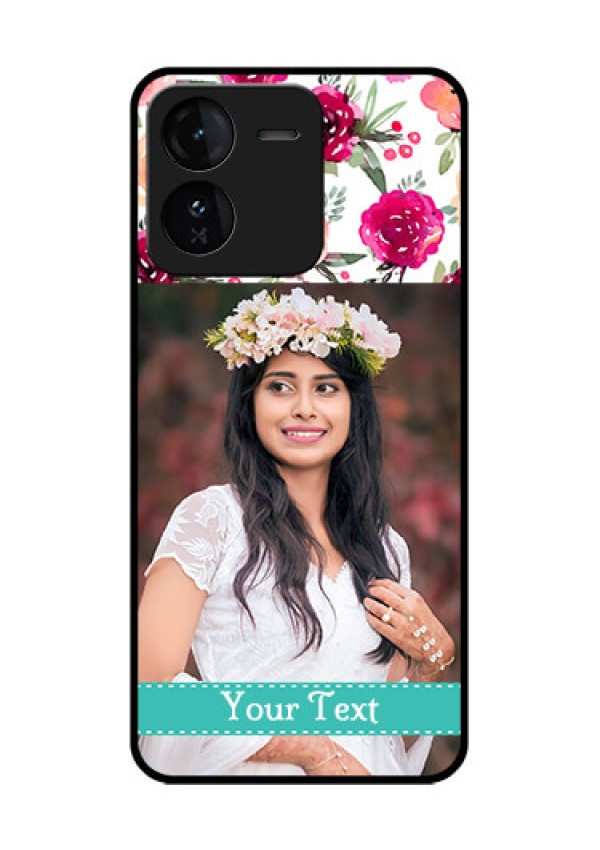 iQOO Z9 5G Custom Glass Phone CaseWater Colors Floral Design