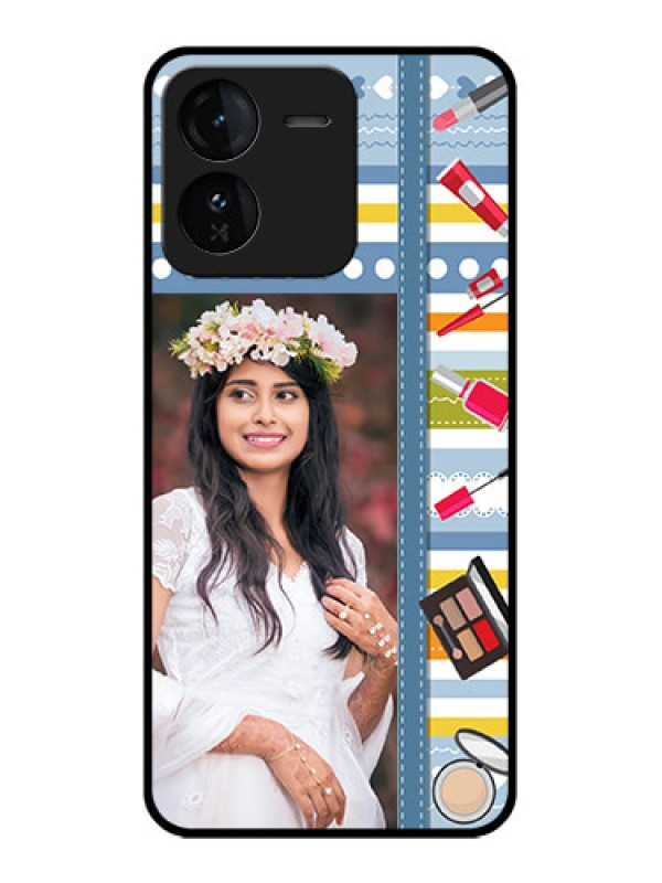 Custom iQOO Z9 5G Custom Glass Phone CaseMakeup Icons Design