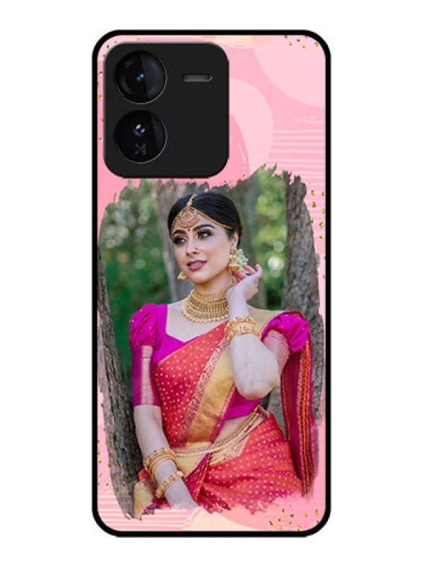 Custom iQOO Z9 5G Custom Glass Phone CaseGold Glitter Splash Design