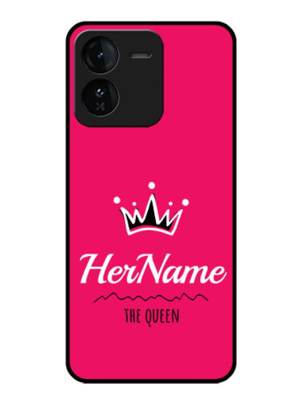 Custom iQOO Z9 5G Custom Glass Phone CaseQueen With Name Design